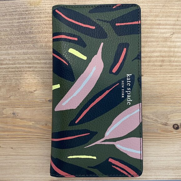 Leather Kate Spade Wallet - Green Black and Pink - Picture 5 of 5